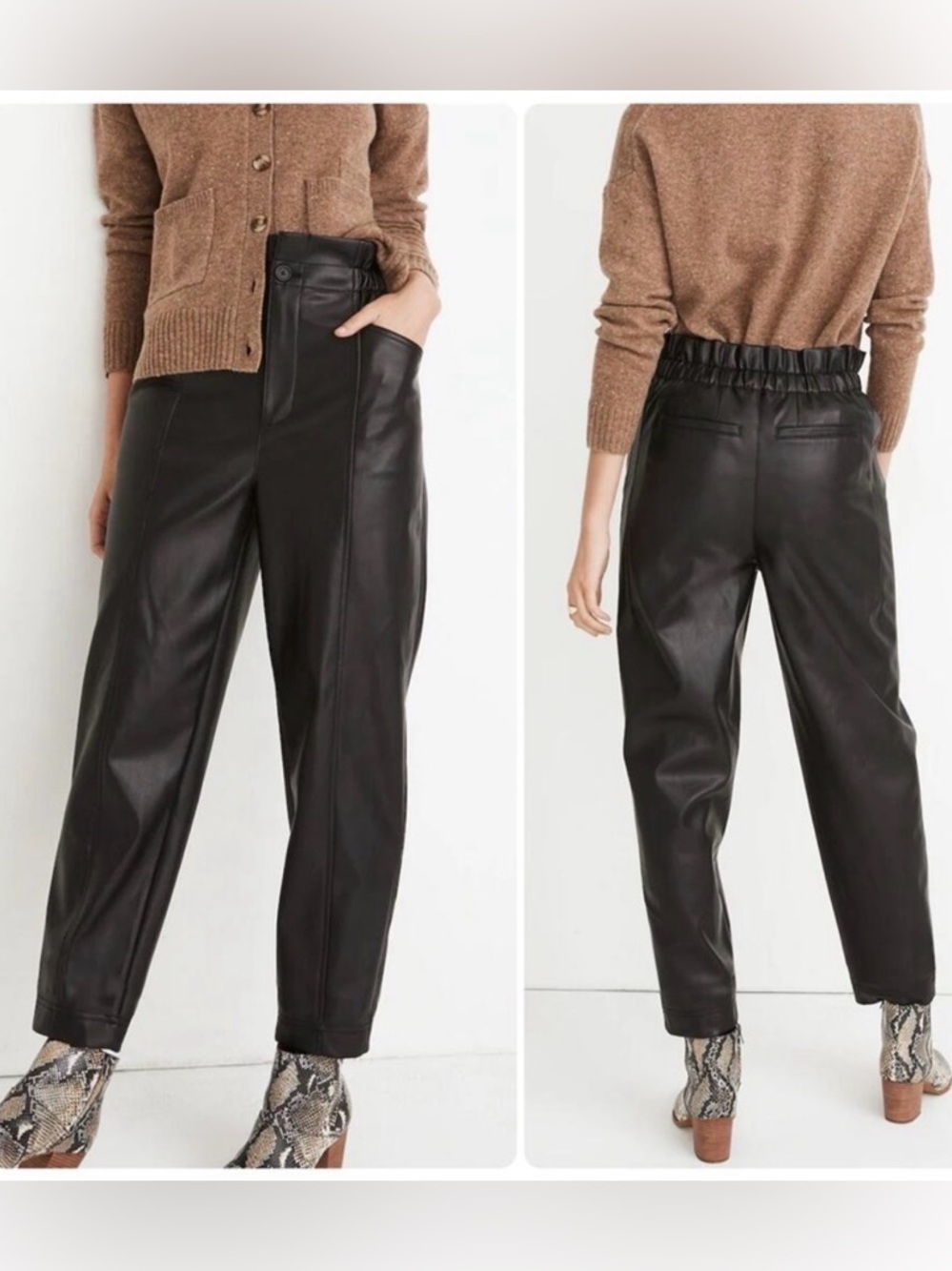 Madewell True Black Faux Leather Straight-Leg Pants Size 8
